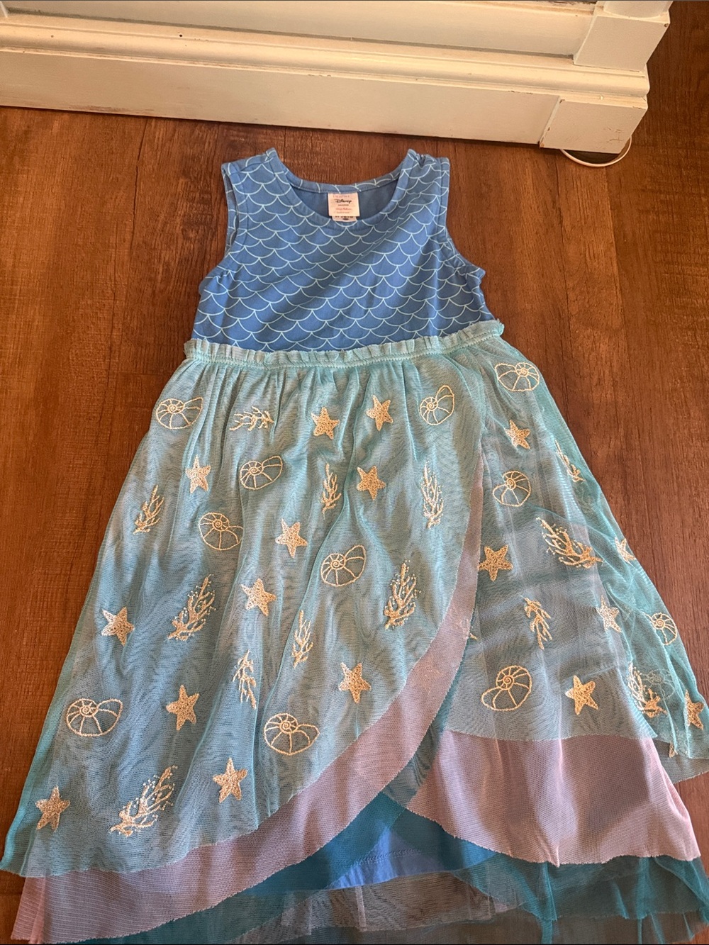 Hanna Andersson Blue Sea Motif Mesh Dress